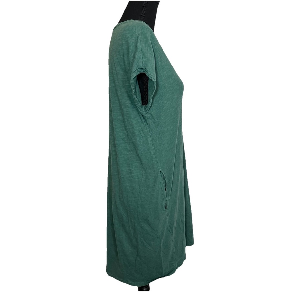 PACT Women's MEDIUM Green Organic Cotton Short Sleeve T-Shirt Dress Minimalist - Picture 6 of 10
